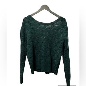 DYNAMITE EUC Like New Forest Green Drop-Shoulder Low-Back Sweater